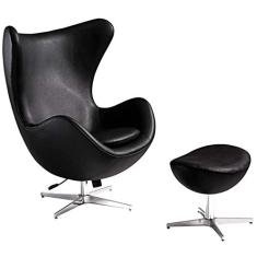 Poltrona Egg preta com puff - Poltronas do Sul