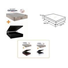 Conjunto Cama Box Baú Casal Viúva + Colchão Ortobom Airtech Molas Ensa