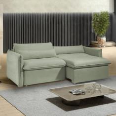 Sofá Cama Retrátil e Reclinável Bouclé Verde Aurora 200cm - Celflex