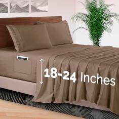 Elegant Comfort Jogo de cama de 4 peças - Roupa de cama de luxo 1500 microfibra de qualidade premium de hotel, elástico em toda a volta, lençol com elástico 45-61 cm - Lençóis com bolso extra