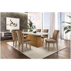 Conjunto Sala De Jantar Luna Com 6 Cadeiras Grecia Rufato Off White / Imbuia