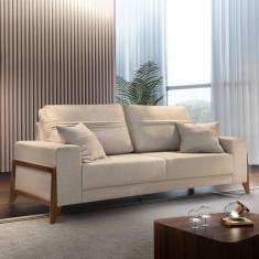 Sofá 4 Lugares 240Cm Com Almofadas M130 Martins Estofados Linho/Bege