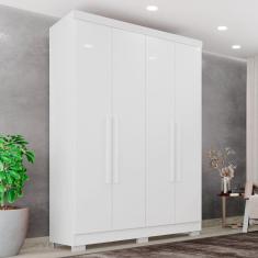 Guarda-Roupa Casal 4 Portas 2 Gavetas França Branco
