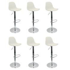 Conjunto 6 Banquetas Joly Eames Base Giratória Branco