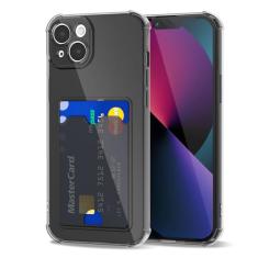 Svanove Capa carteira para iPhone 13 Mini com suporte para cartão, linda capa feminina transparente para cartão de crédito, capa de câmera rígida de borracha de silicone fina para mulheres e homens,