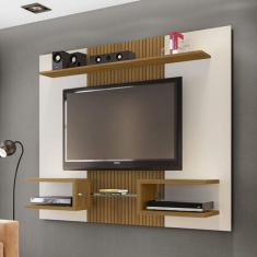 Painel para Tv Até 55 Polegadas Atlas Móveis Bechara Off White/cinamomo/ripado