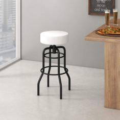 Banqueta de Aço Giratória Paris Compoarte Preto/branco