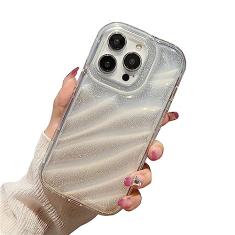 Cutecasee Capa de telefone compatível com iPhone 15 Pro para mulheres/meninas, com glitter, ondulação de água, transparente, antiarranhões, à prova de choque, macia, cacheada, ondulada, para iPhone 15