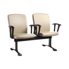 Poltrona Diretor em longarina com 2 lugares Linha Alpha Bege - Design 