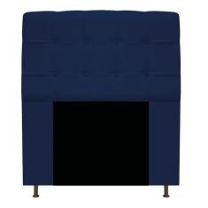 Cabeceira Estofada Mel 90 cm Solteiro Com Botonê Suede Azul Marinho - 
