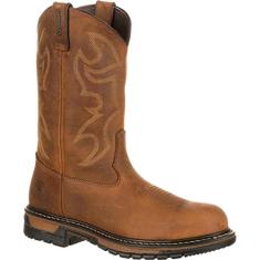 ROCKY Bota original Ride Branson Steel Toe impermeável Western, Cavalo azteca Crazy Horse, 14 Wide