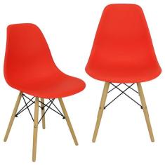 Kit 2 Cadeiras Charles Eames Eiffel Wood Design - Vermelha - Magazine