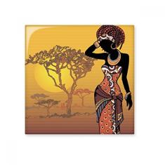 Vestidos femininos pretos da Savanna africana, azulejo de cerâmica, decalque brilhante, pedra adornada de tijolos