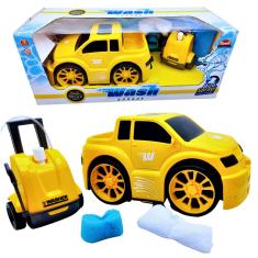 Brinquedo Carro Carrinho Com Lava Rápido Wash Garage Caminhonete Pick-Up Amarelo