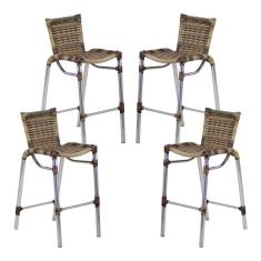 Kit 4 Banquetas Fortaleza Em Alumínio Alta Edícula Cozinha Capuccino