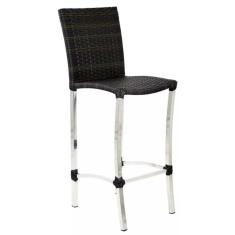 Banqueta Cannes Em Alumínio Alta Fibra Sintética Trama Pedra Ferro