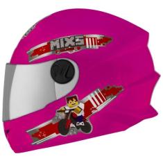 Capacete Fechado Mixs Start Infantil Blocks, ROSA, 54