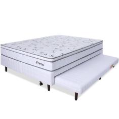Cama Box Casal Com Cama Auxiliar + Colchão Molas Ensacadas Com Pillow 138x188x55cm - bf Colchões