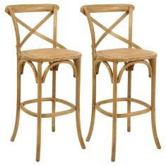 Kit 02 Banquetas Bistrô Gourmet Para Cozinha Blair Fixa Oak