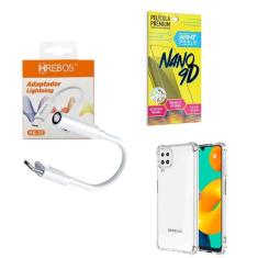 Capinha Samsung M32 + Adaptador P2 Para Tipo C + Película 9D