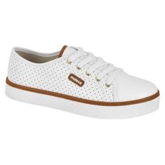 Tênis Moleca Casual Feminino Napa Turim Microperfuros, Branco, 37