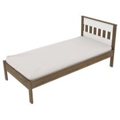 Cama Solteiro CM8006 Nogal Branco Tecno Mobili, Nogal e Branco