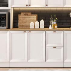 Balcão de Cozinha 120cm 2 Portas 2 Gavetas sem Tampo Unna Poliman Móveis Branco