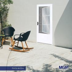 Porta de Aço Postigo 215x85cm com Grade Elo Minas Sul MGM Branco