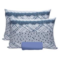 Jogo Lençol Cama Casal Guadalajara C/ Elástico 3 Peças Azul
