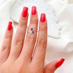 Anel Falange/Infantil Cristal Colorido Semijoia Folheado a Prata-Unissex