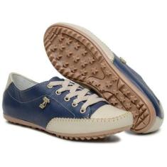 Tênis Mocassim feminino Mocatênis Cadarço Bella Dama em Couro Legítimo Confortável-Feminino