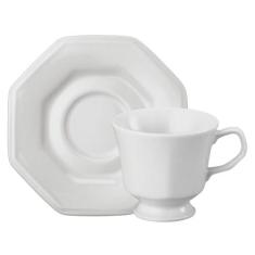 Xícara de Chá Prisma com Pires de Porcelana 200 ml Schmidt