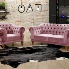 Sofá 2 e 1 Lugares Duquesa Decoração Sala Recepção Retrô - BELLA DECOR