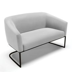 Sofá Namoradeira 2 Lugares Base Industrial Preto Stella Suede D03 - D'rossi Cor Cinza