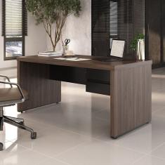 Mesa Para Escritório Diretor Em Tamburato Com 2 Gavetas 1,6m Elegance Charuto-preto