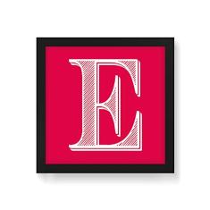 Arte Maníacos Quadro Decorativo Letra E Love - 50x50cm (Moldura em laca preta)
