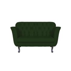 Namoradeira Decorativa Dália Suede Verde 2 Lugares Pés Madeira Ms Decor