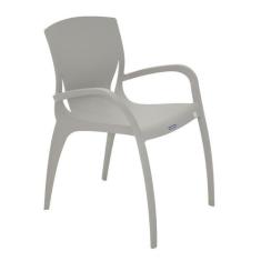 Cadeira Plastica Monobloco Com Bracos Clarice Concreto - Tramontina