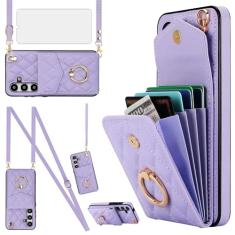 Asuwish Capa de telefone para Samsung Galaxy A55 5G capa carteira com protetor de tela de vidro temperado e alça de pulso transversal anel com bloqueio de RFID suporte de cartão celular de couro A 55