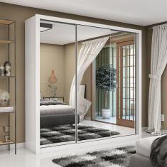 Guarda Roupa Galaxy 3 Portas De Correr Com Espelho Galaxy Branco