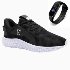 Tênis Masculino Academia Caminha Leve Conforto Com Relógio Dia a Dia-Masculino