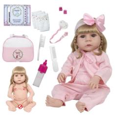 Boneca Tipo Reborn Menina Linda Cabelo Longo Pode Molhar - Cegonha Reb