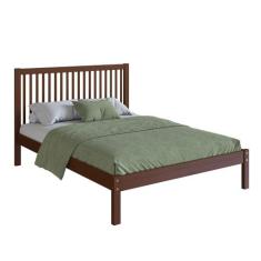 Cama de Casal Lucy de Madeira Maciça com Lastro - BB, WALNUT
