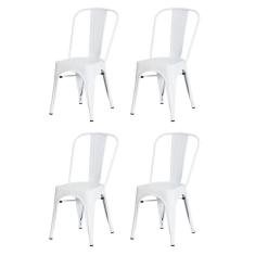 Kit 4 Cadeiras Tolix Iron Design Branca Aço Industrial Sala Cozinha Jantar Bar