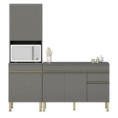 Paneleiro E Balcão Gabinete Com Tampo 120cm Lina K02 Gris - Mpozenato