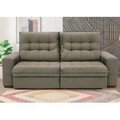 Sofá 4 Lugares Linoforte Benetton com Assento Retrátil, Encosto Reclinável e Revestido em Tecido Suede - 229cm de Largura