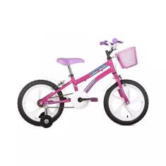 Bicicleta Infantil Houston Tina Aro-16 Rosa Com Cesta