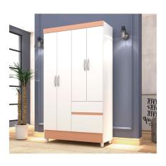 Guarda-roupa Solteiro Panama 4 Portas branco/camarim
