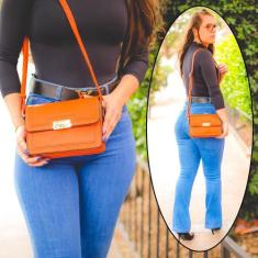 Bolsa feminina transversal tiracolo   golden fenix, Laranja