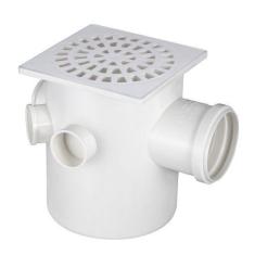 Caixa Sifonada com Grelha Quadrada Branca Dn150x185x75 - Krona